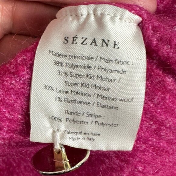 Sezane Trudy Ribbed Knit Sweater Pink Size Medium French Buttons Mohair Wool M - Picture 9 of 14